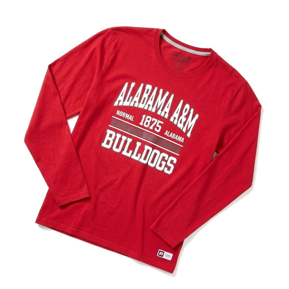 ALABAMA A&M BULLDOGS Long Sleeve Graphic Shirt Red Russell Athletics Womens XL
